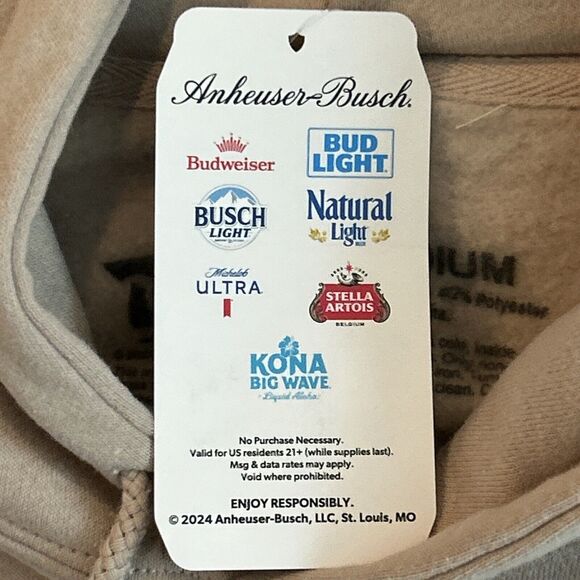 Busch Light Hunting Deer Camo Brown Beer Logo Hoodie Tan Size Medium Mens New - Picture 8 of 9